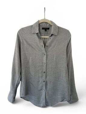 Banana Republic Dillon Classic Fit Button Down Gray Heathered Twill Shirt (XS)